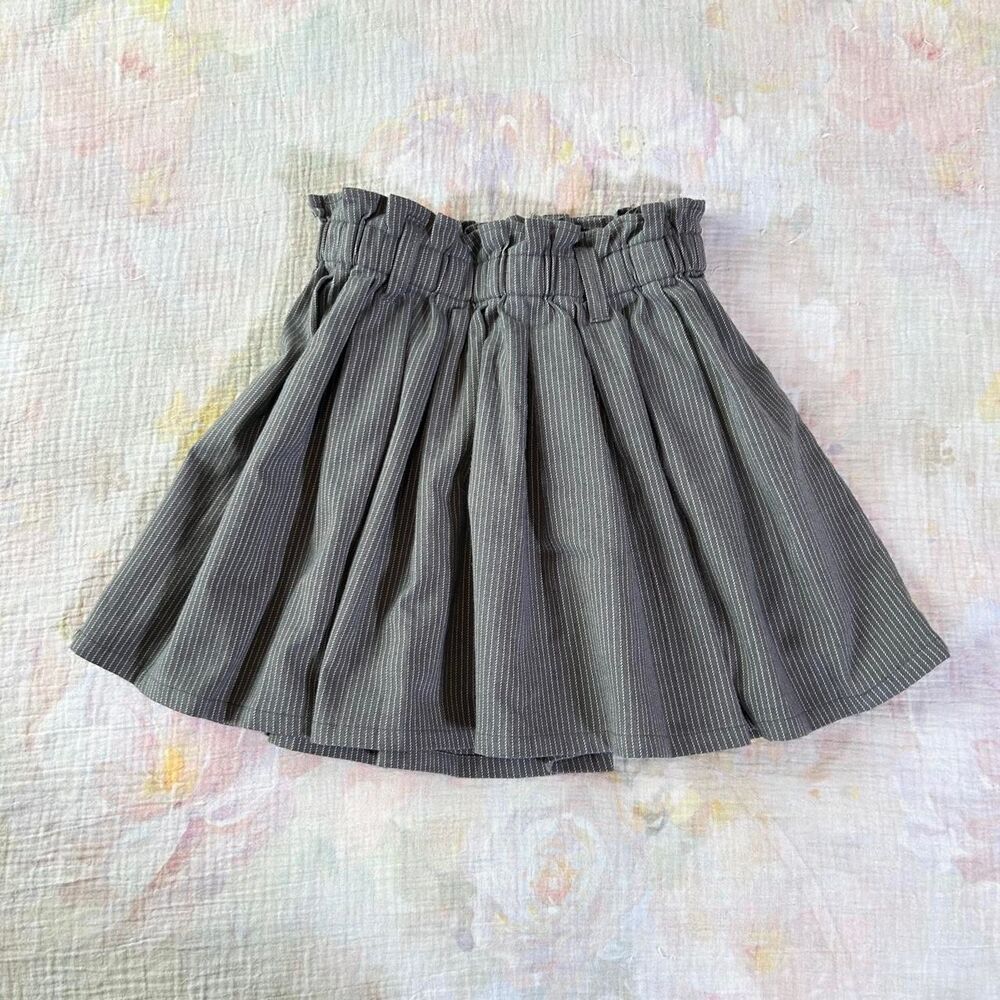 Social Collision gray pinstripe pleated paperbag mini skirt S